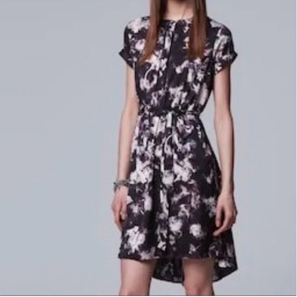 Simply Vera Vera Wang Black and White Floral High-Low Dress